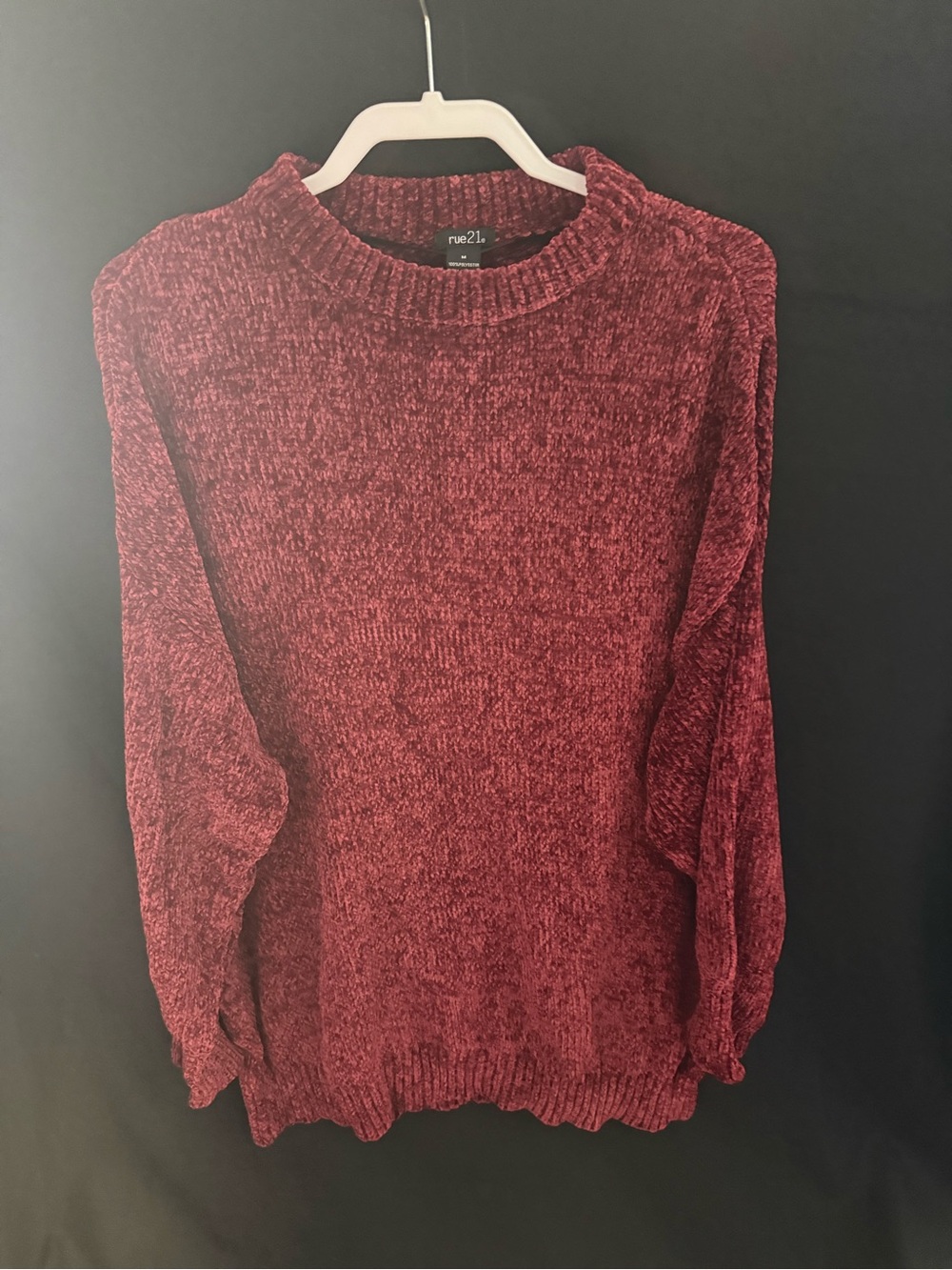 Rue21 Women's Chenille Crewneck Sweater dress - Burgundy